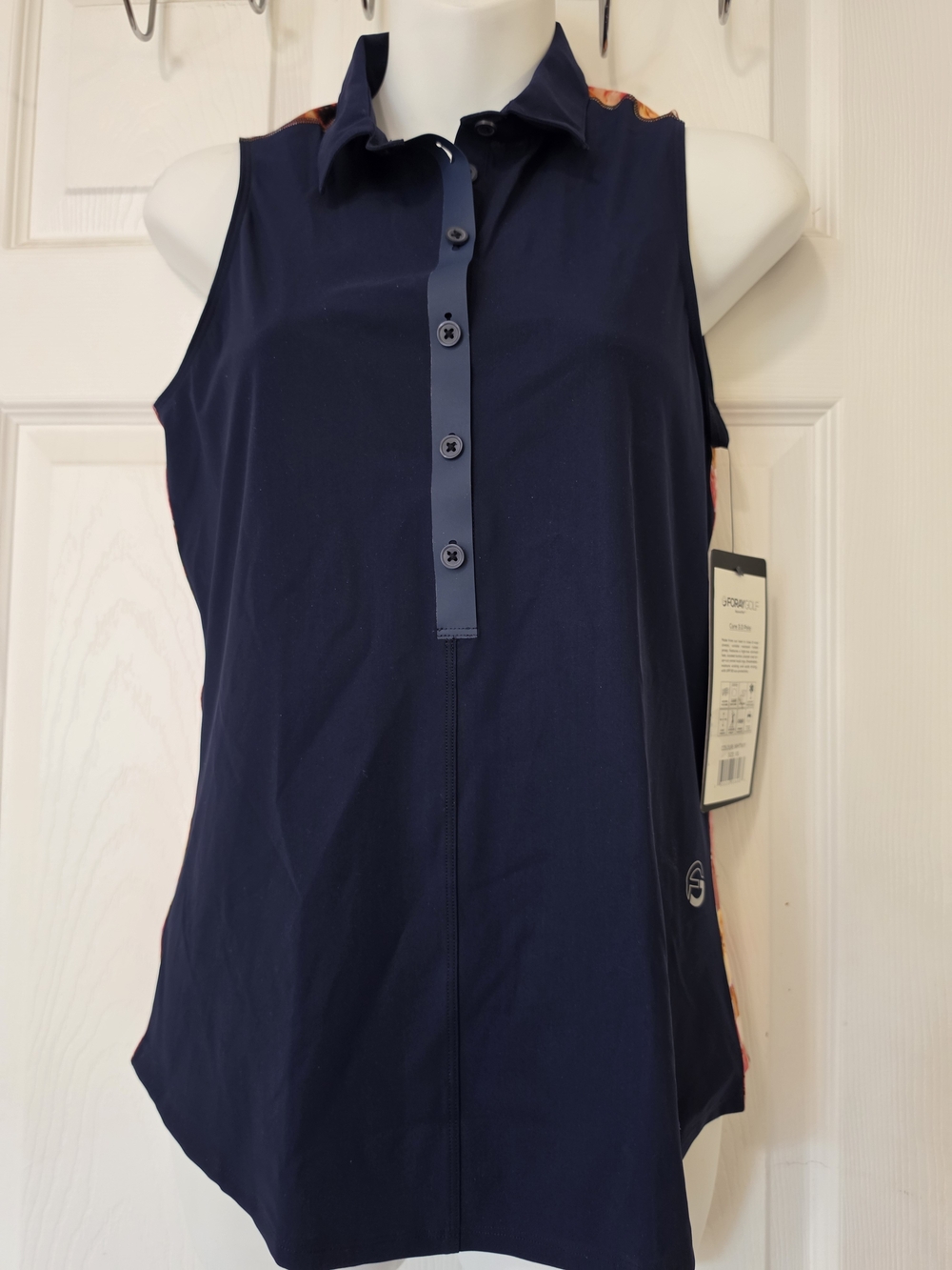Sleeveless Navy Polo Tank Top - Sporty Women's Performance Top Size XS
